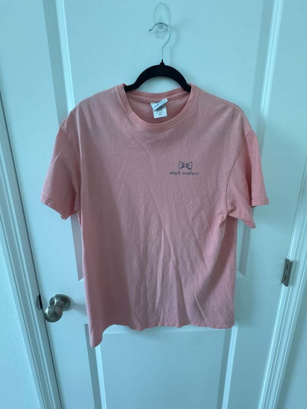 Simply Southern Simply Blessed Southern Raised Floral Bow Pink T-Shirt